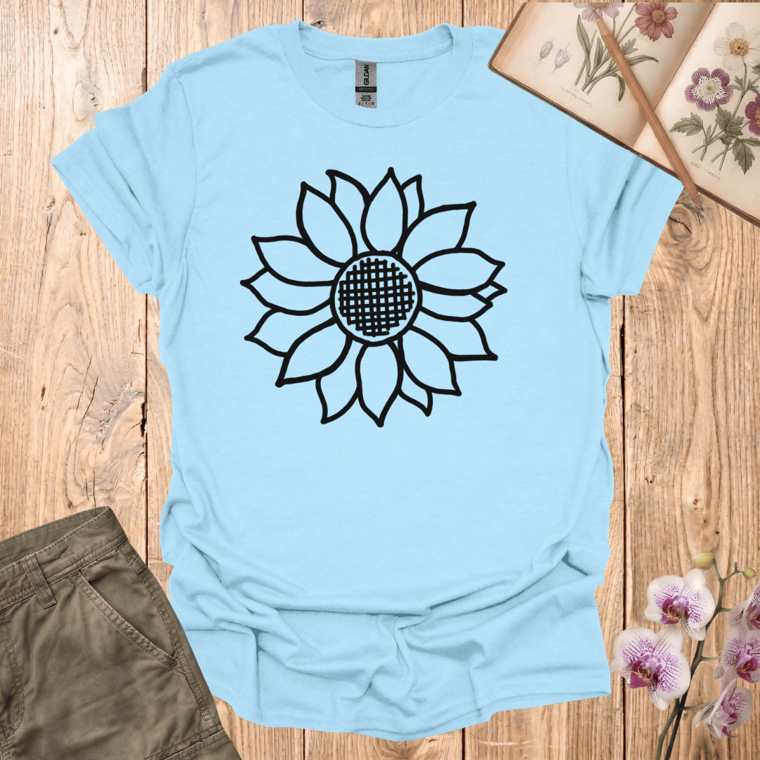 Criss Cross Sunflower – Black – T-shirt