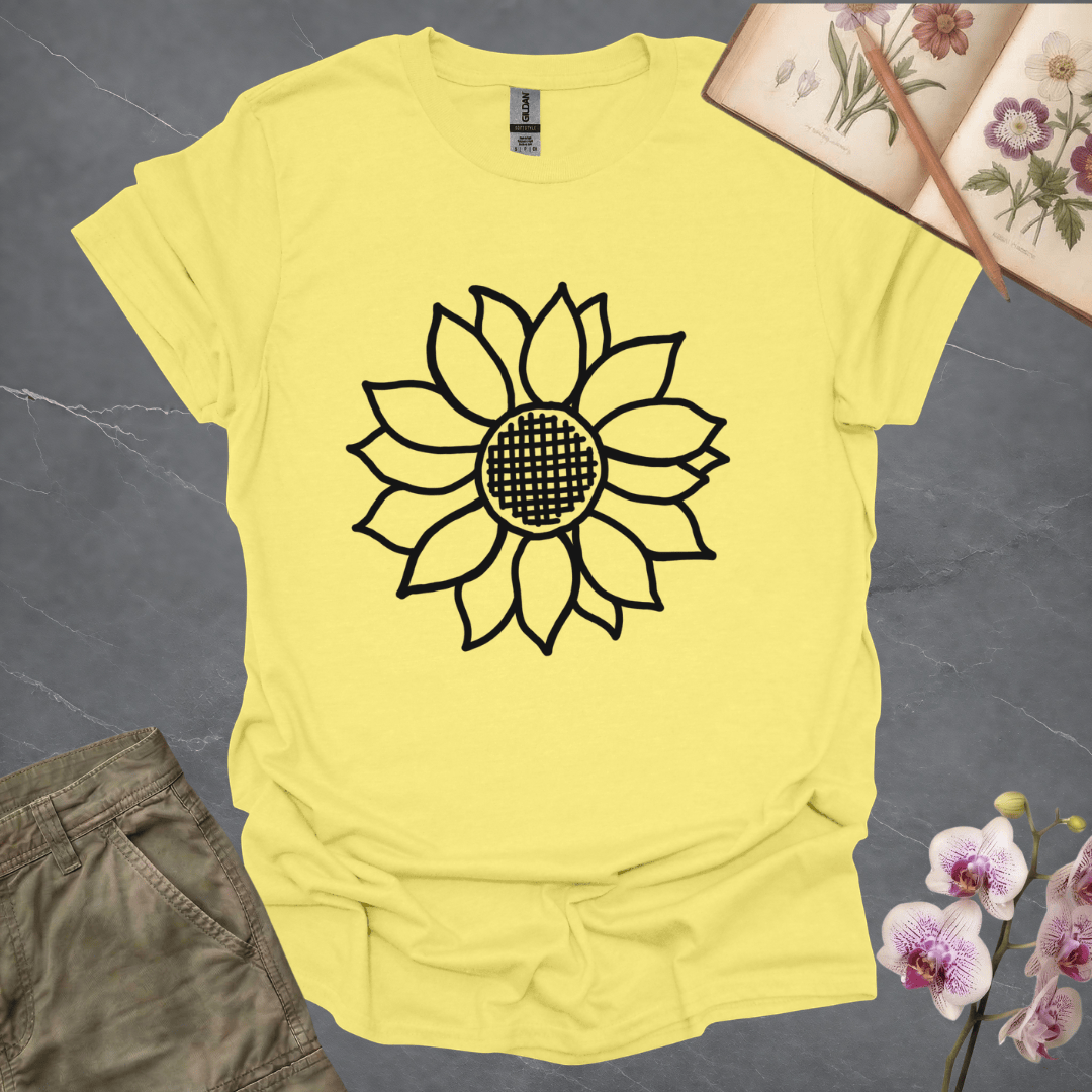 Criss Cross Sunflower – Black – T-shirt