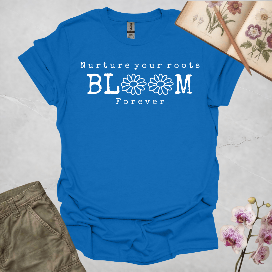 Nurture Your Roots, Bloom Forever – Sketch Daisies – White – T-shirt
