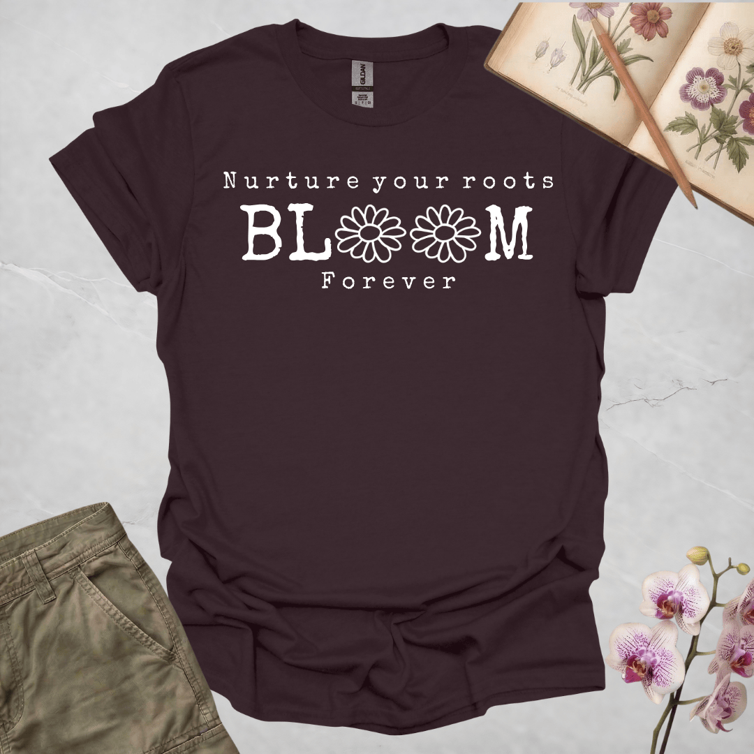 Nurture Your Roots, Bloom Forever – Sketch Daisies – White – T-shirt