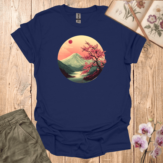 Volcano and Cherry Blossoms Under the Moon