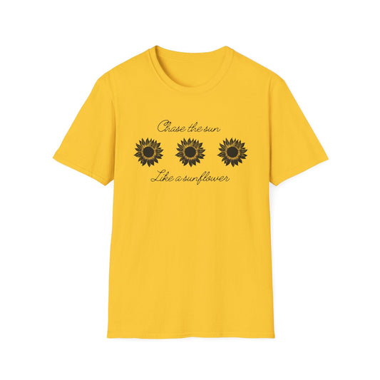 " Chase The Sun Like A Sunflower" Triple Sunflower  – T-shirt