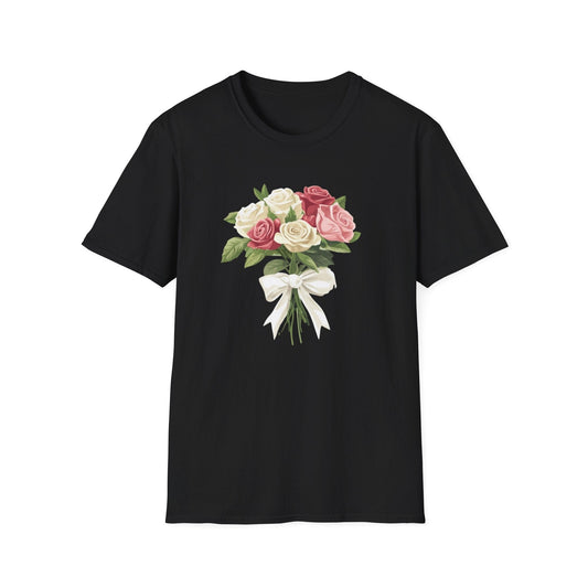 Bouquet of Roses in White Ribbon  – T-shirt
