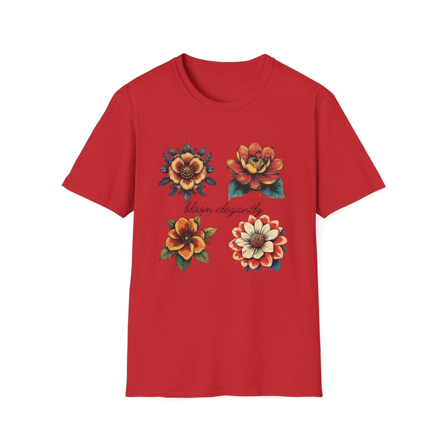 "Bloom Elegantly" Retro Flowers  – T-shirt