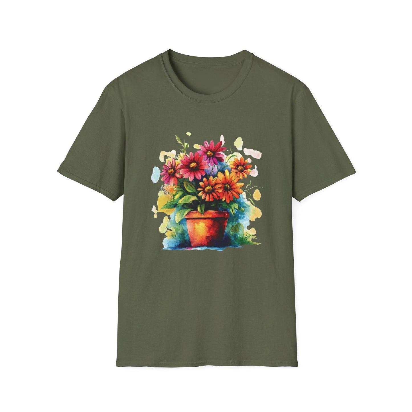 Pink and Orange Watercolour Daisies  – T-shirt
