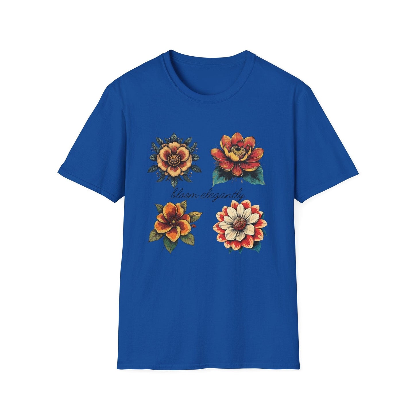 "Bloom Elegantly" Retro Flowers  – T-shirt