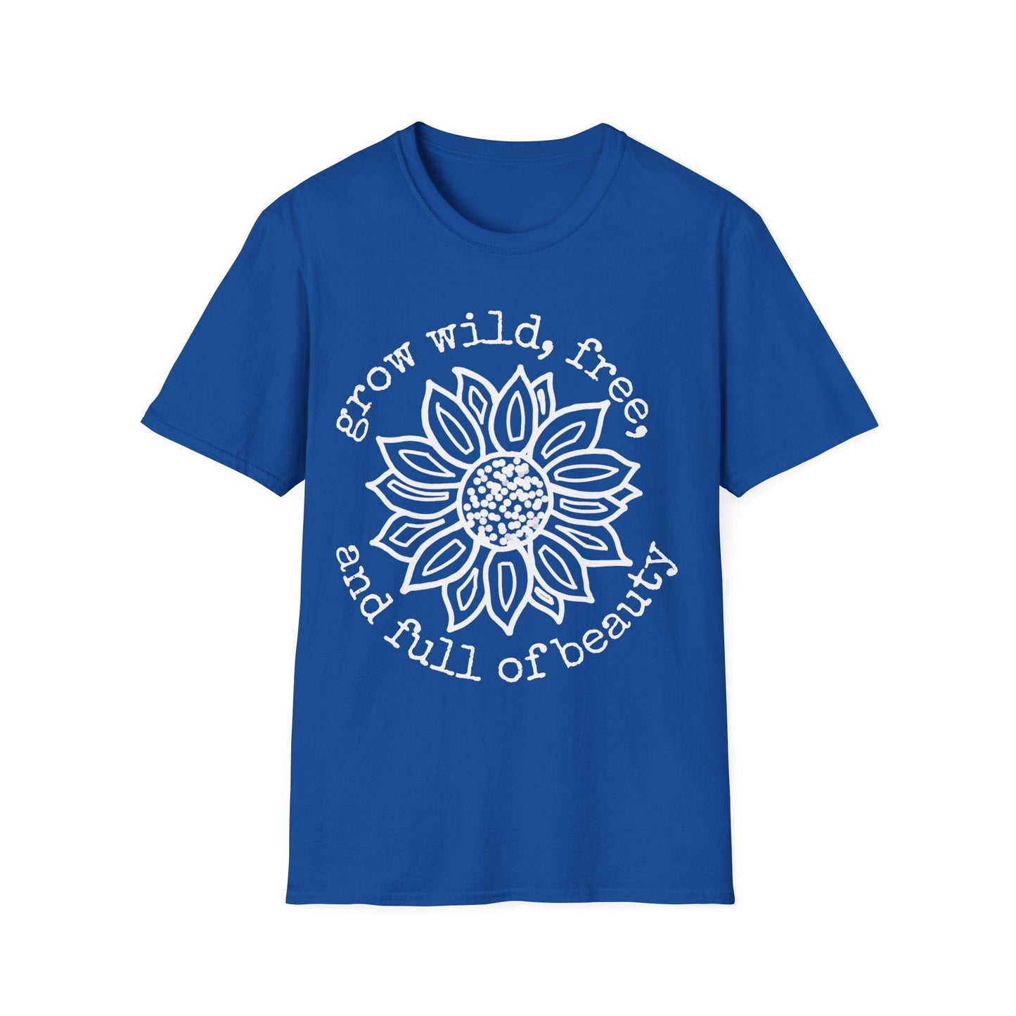 "Grow Wild, Free, and Full of Beauty" Dotted Mandala Sunflower  – T-shirt