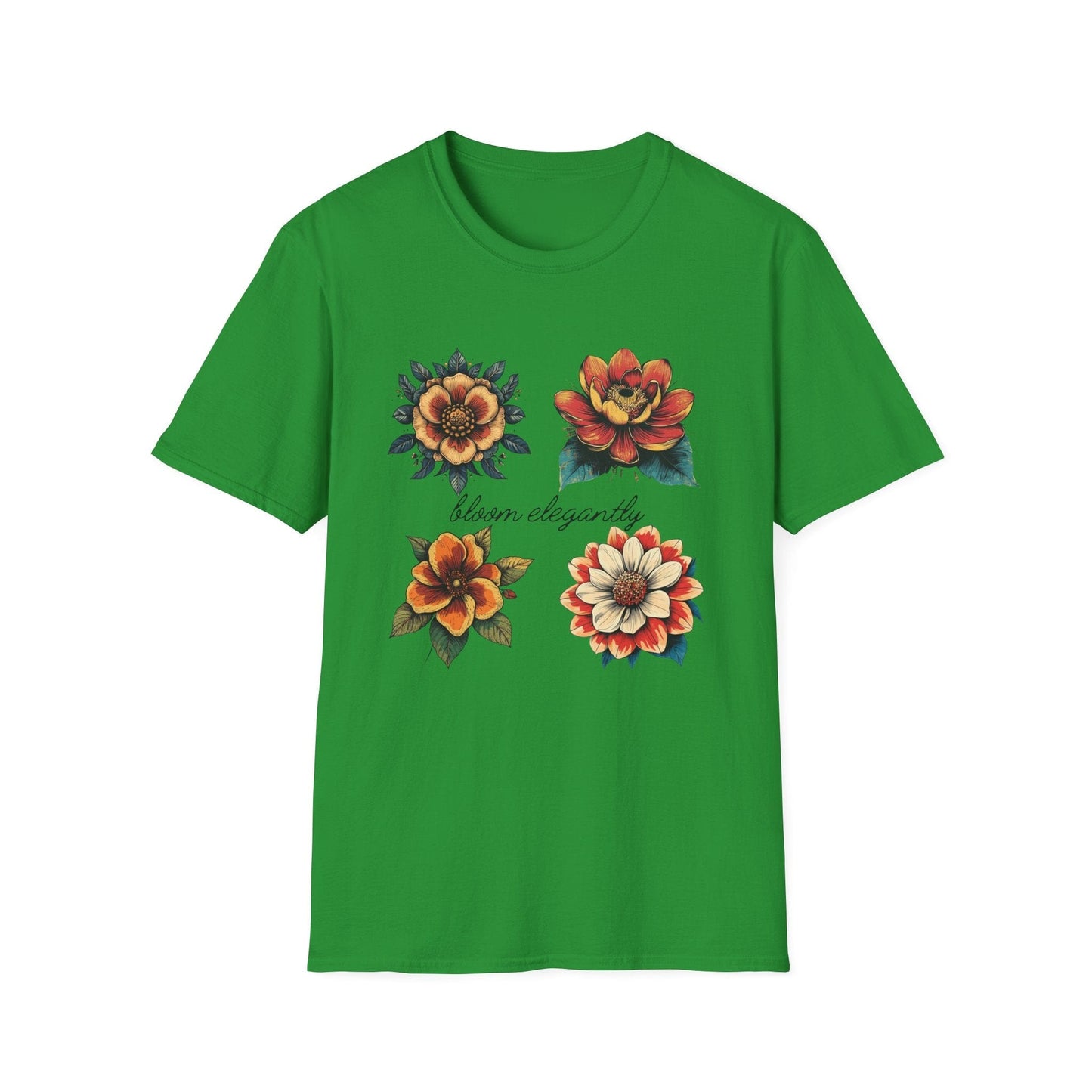 "Bloom Elegantly" Retro Flowers  – T-shirt