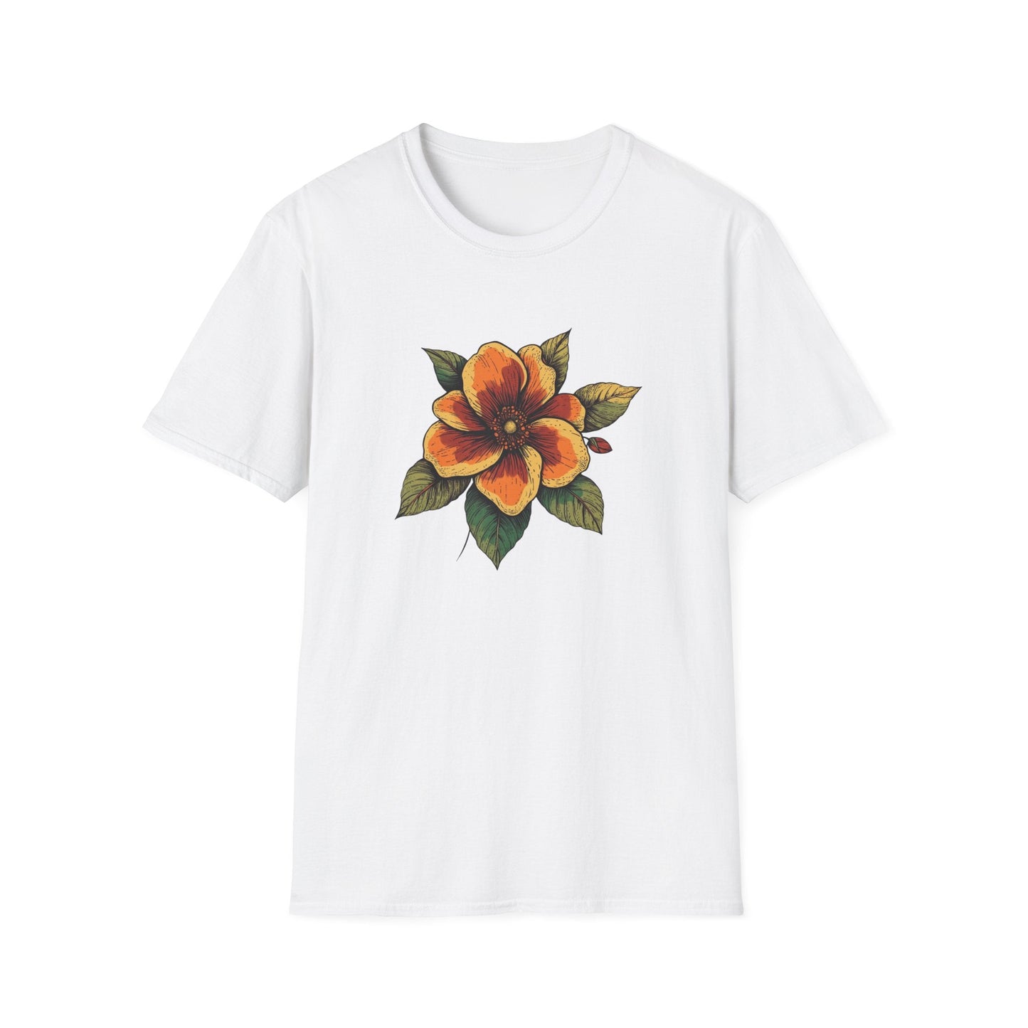 Orange Retro Flower  – T-shirt