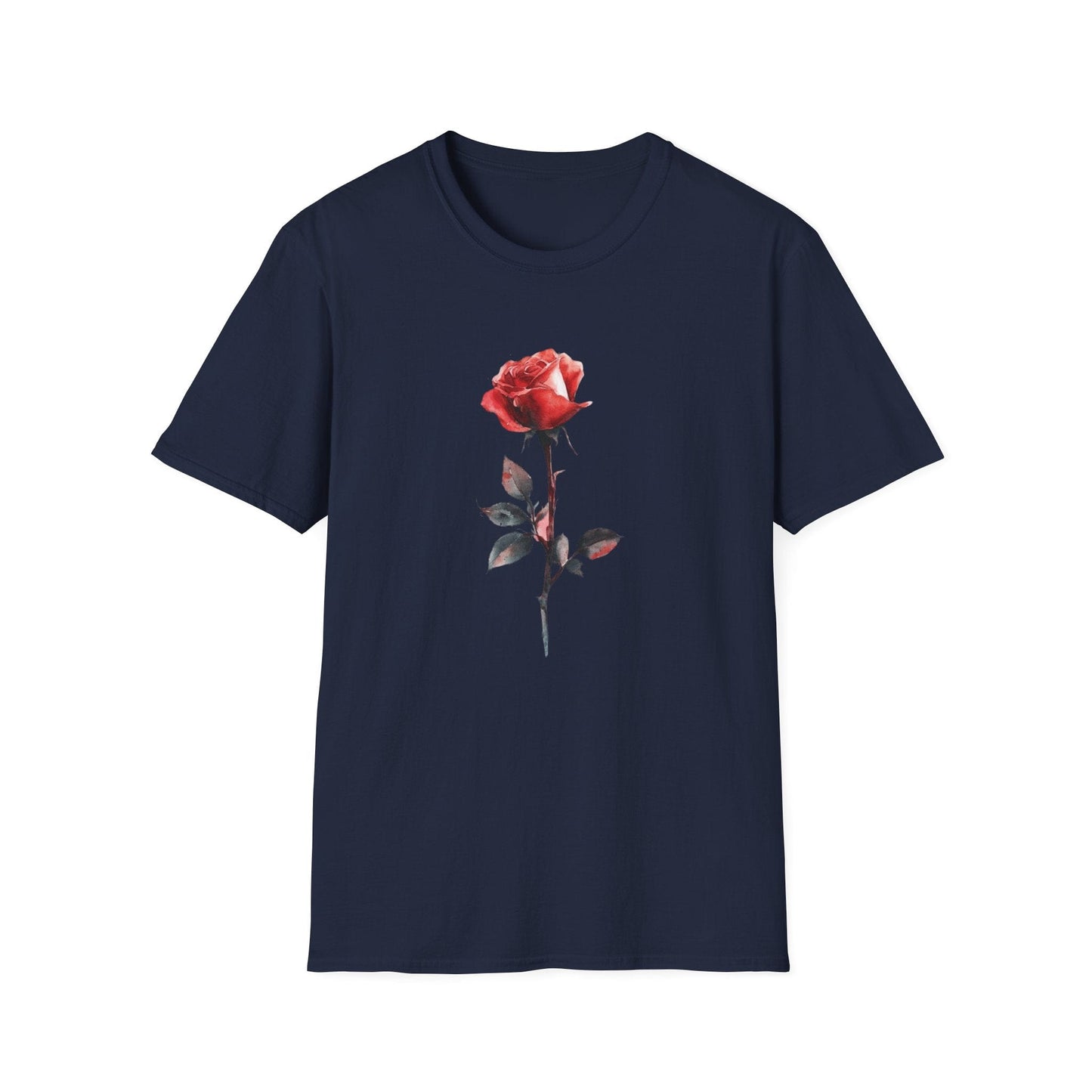 Single Watercolour Red Rose – T-shirt