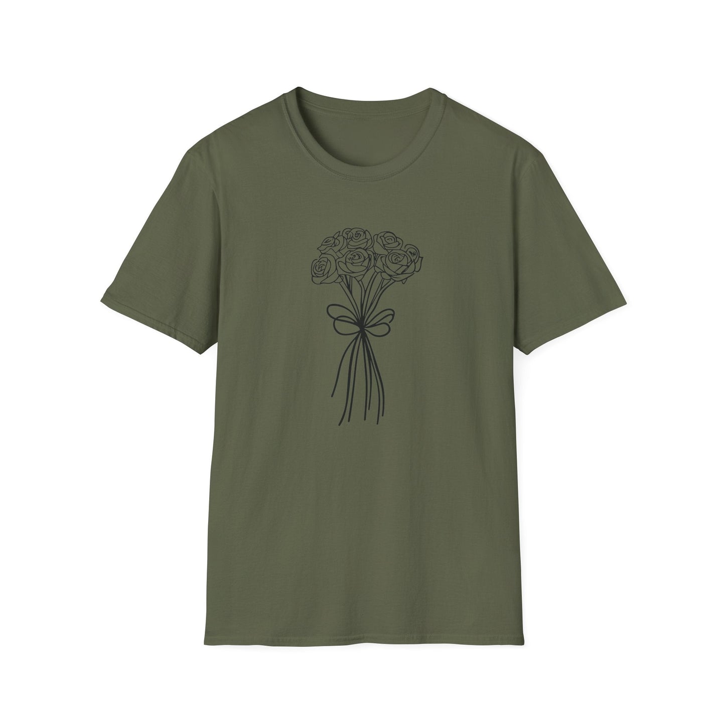 Sketch Rose Bouquet  – Black – T-shirt