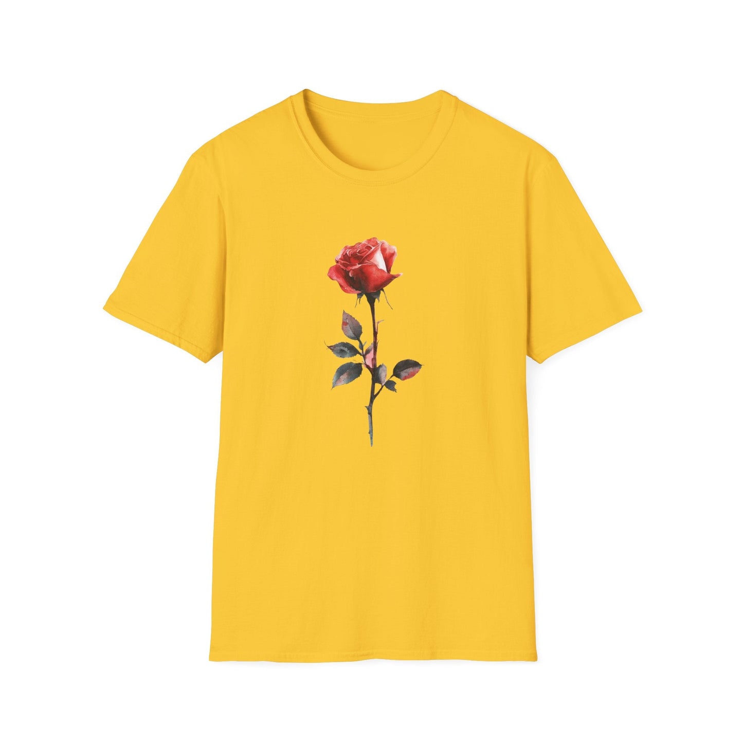 Single Watercolour Red Rose – T-shirt