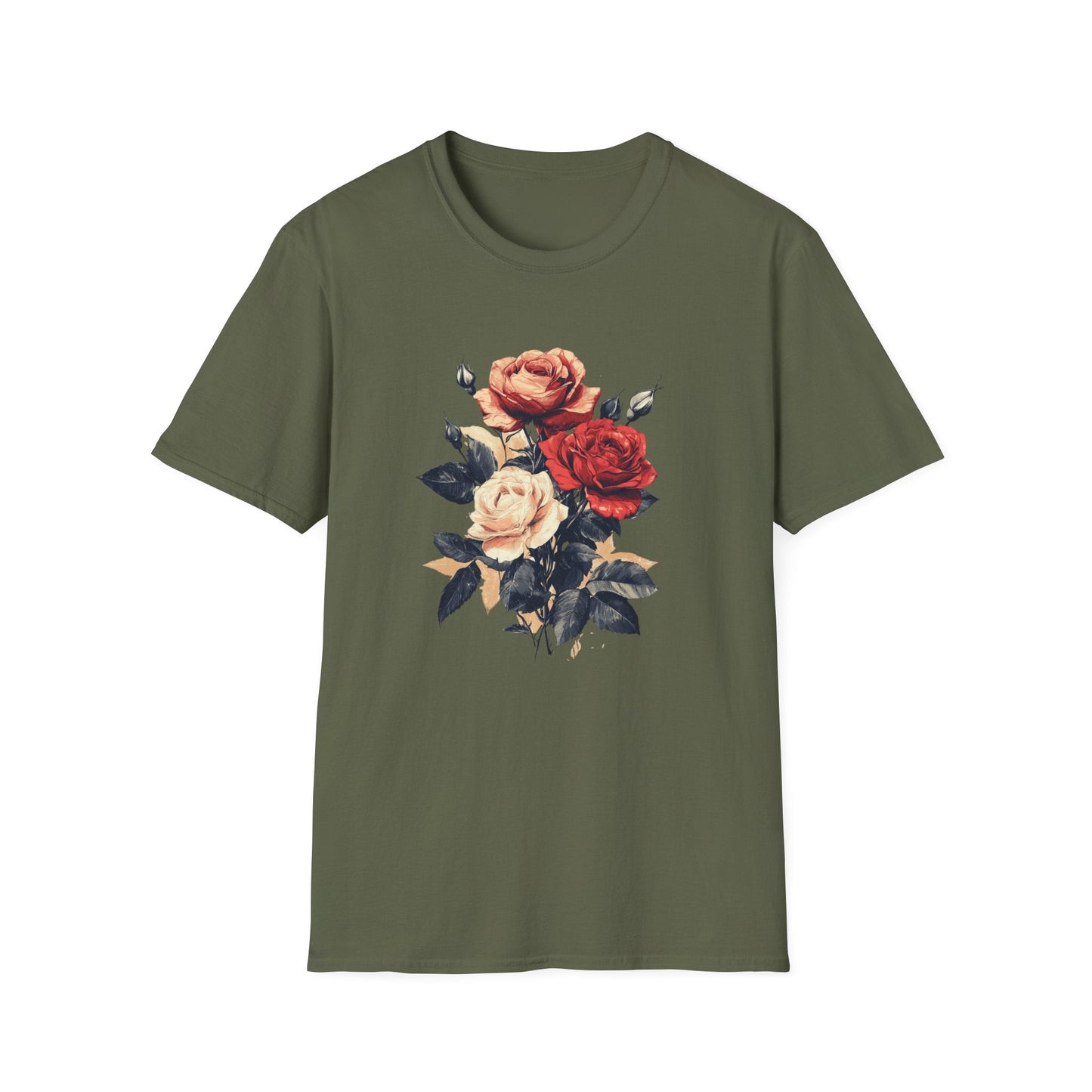 Vintage Red, Orange and Pink Roses  – T-shirt