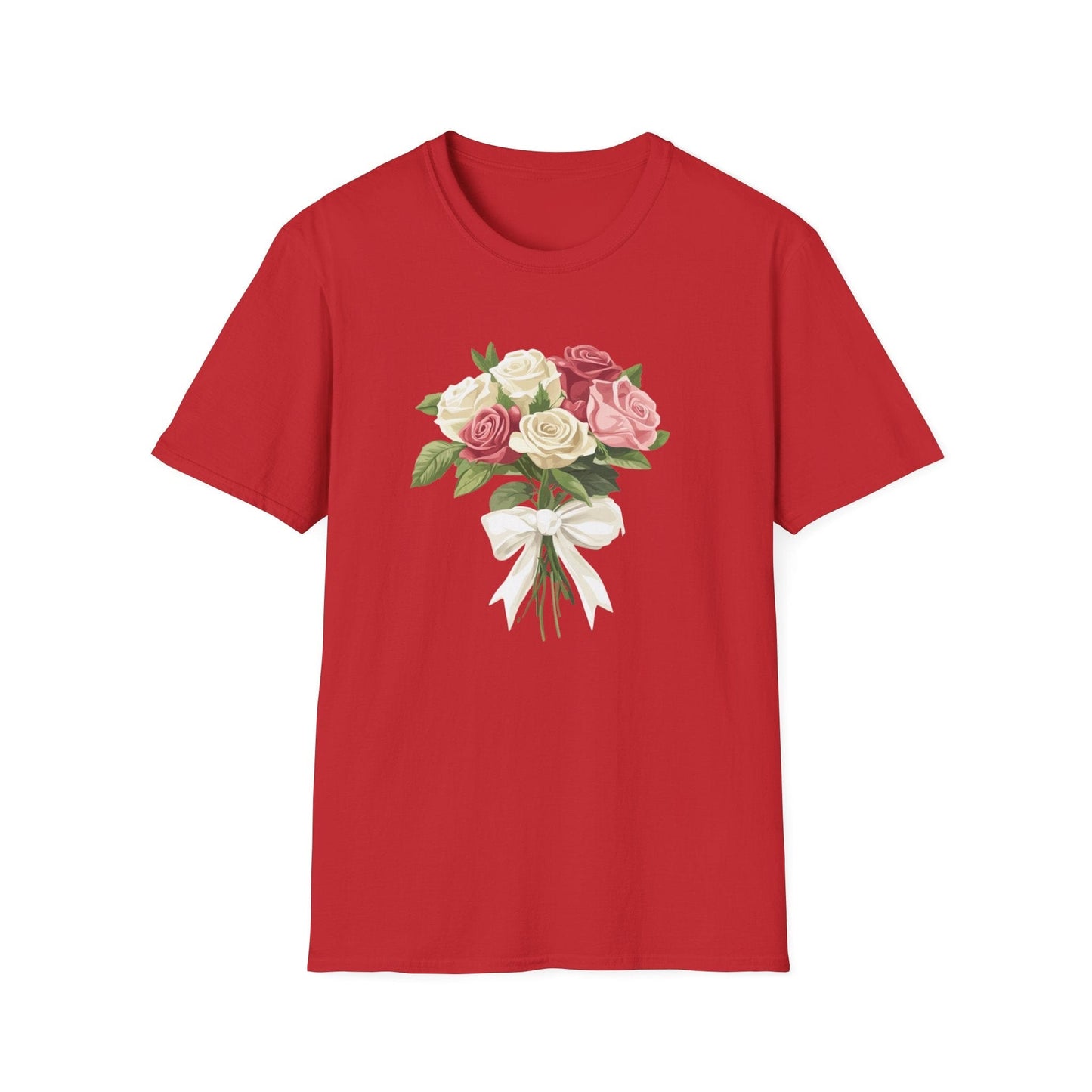 Bouquet of Roses in White Ribbon  – T-shirt
