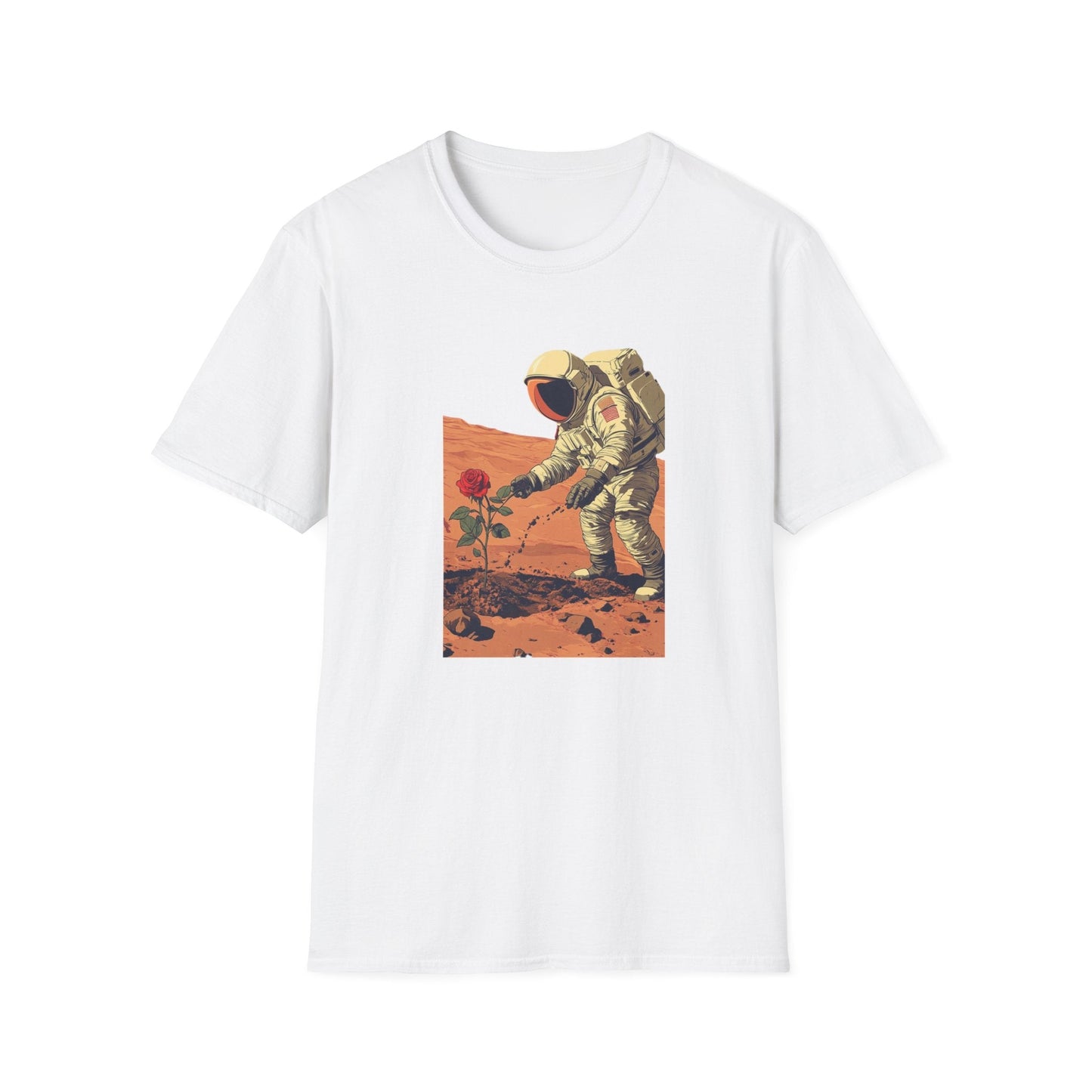 Astronaut with Rose – Terraforming of Mars – T-shirt