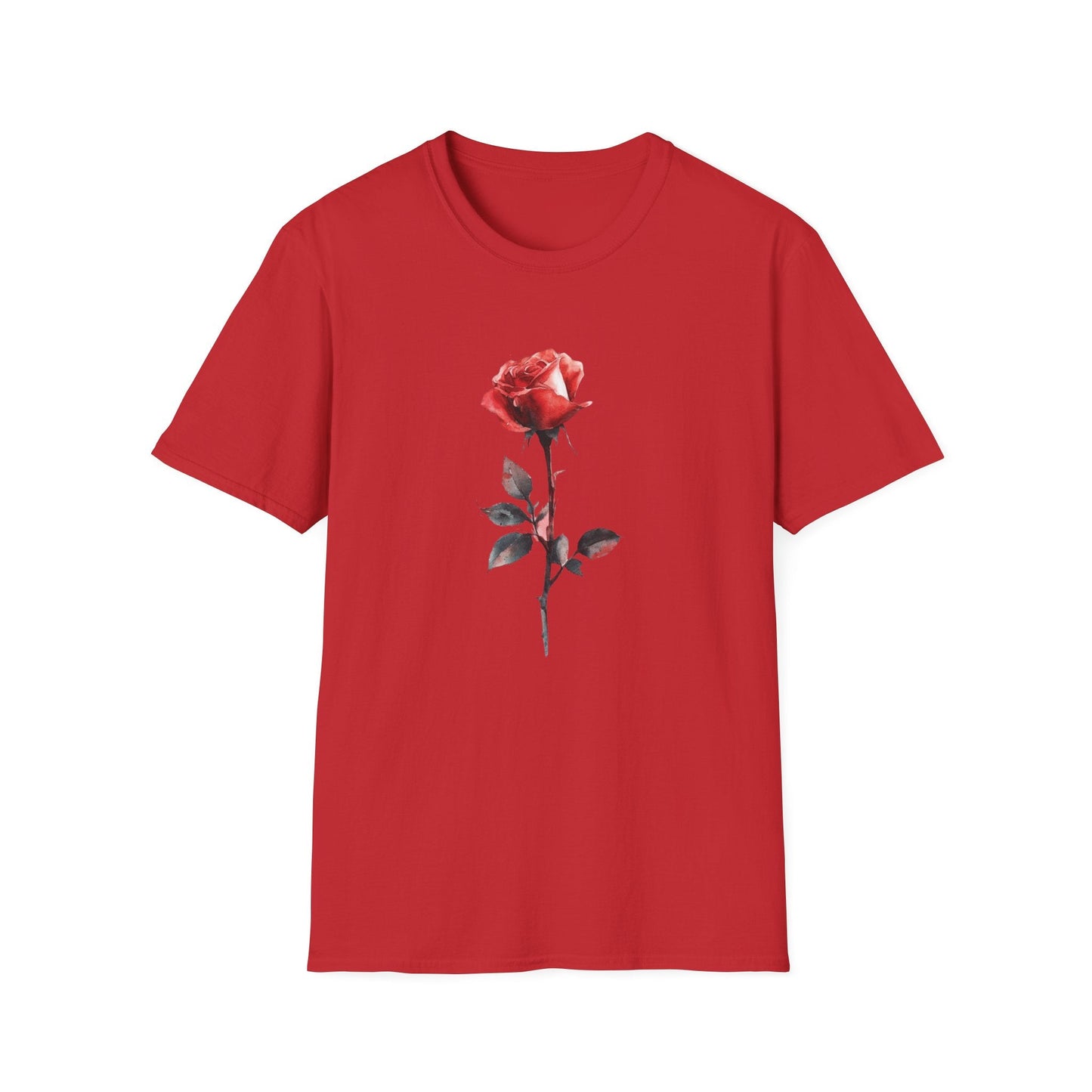 Single Watercolour Red Rose – T-shirt