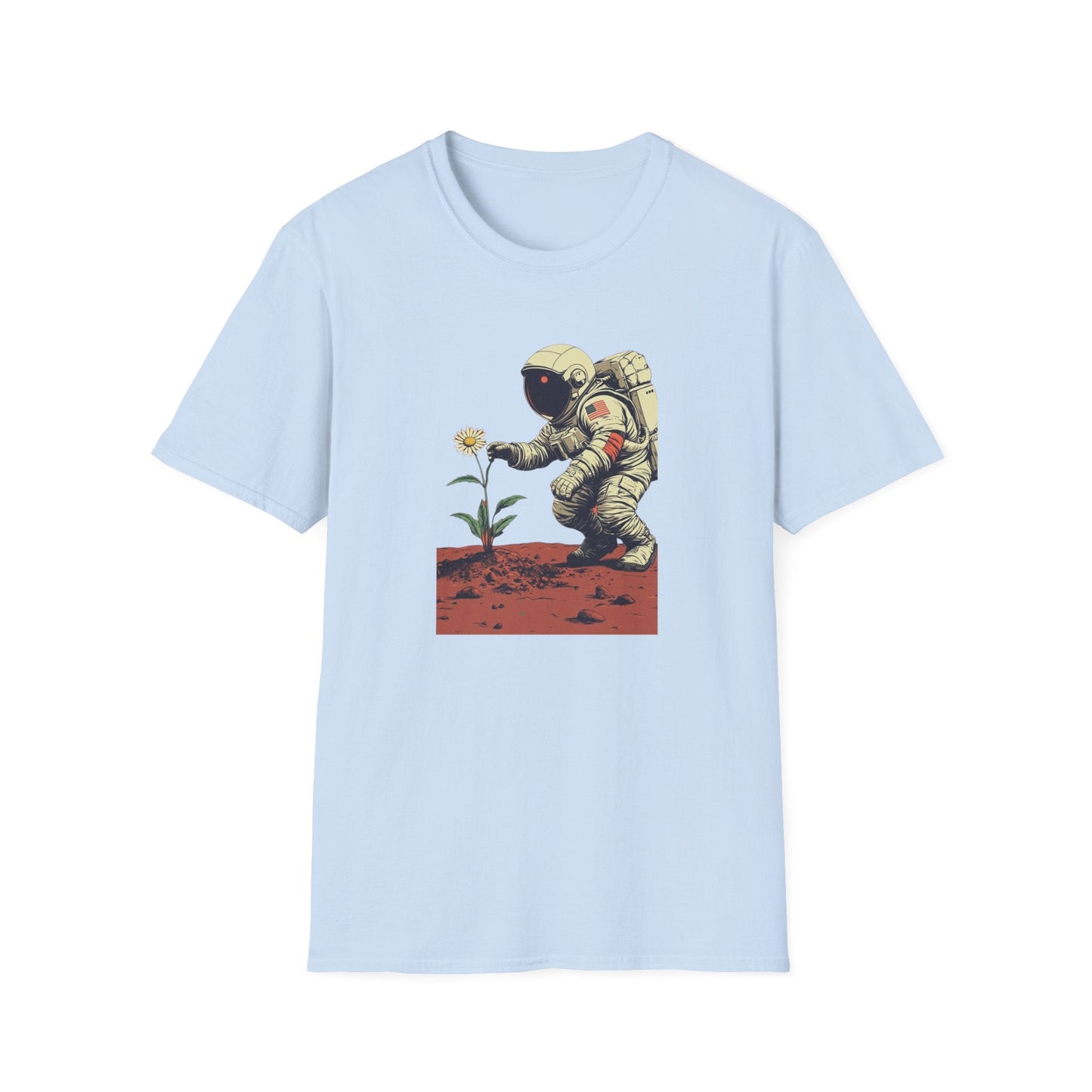 Astronaut with Daisy – Terraforming of Mars  – T-shirt