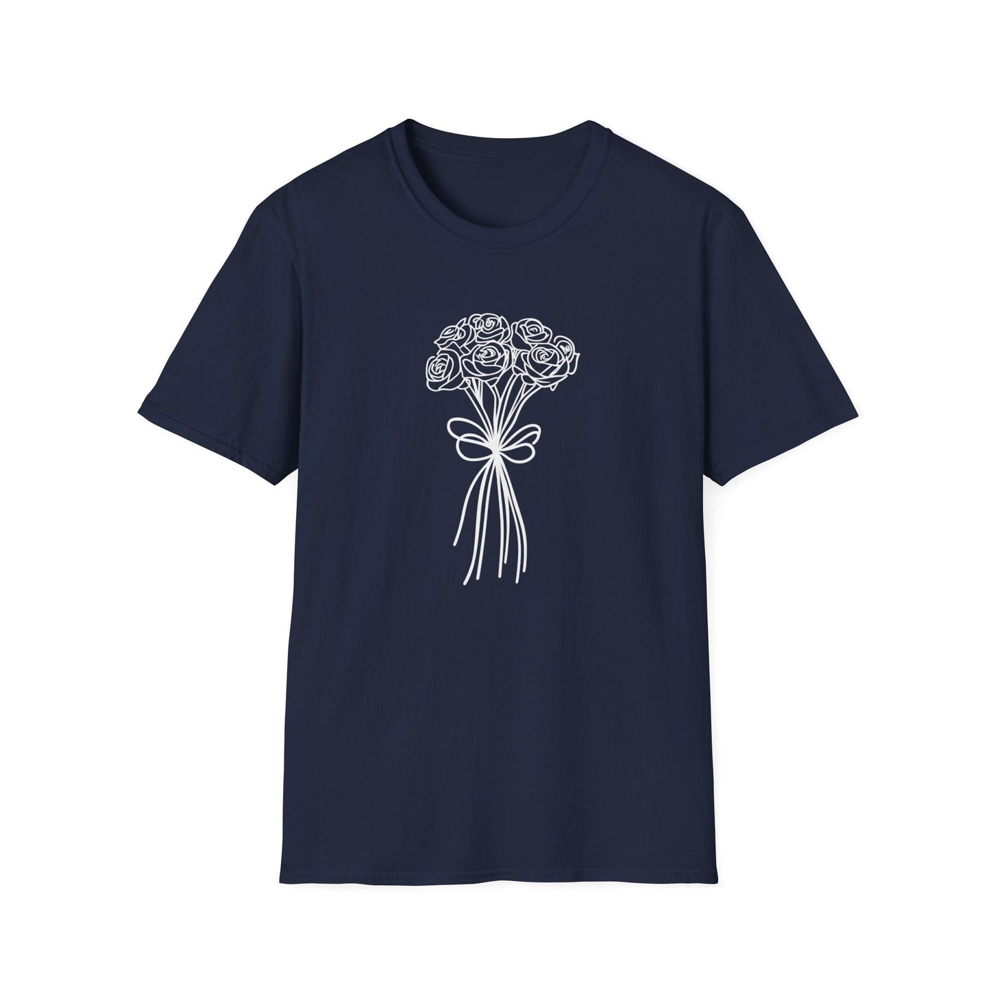 Sketch Rose Bouquet  – White – T-shirt