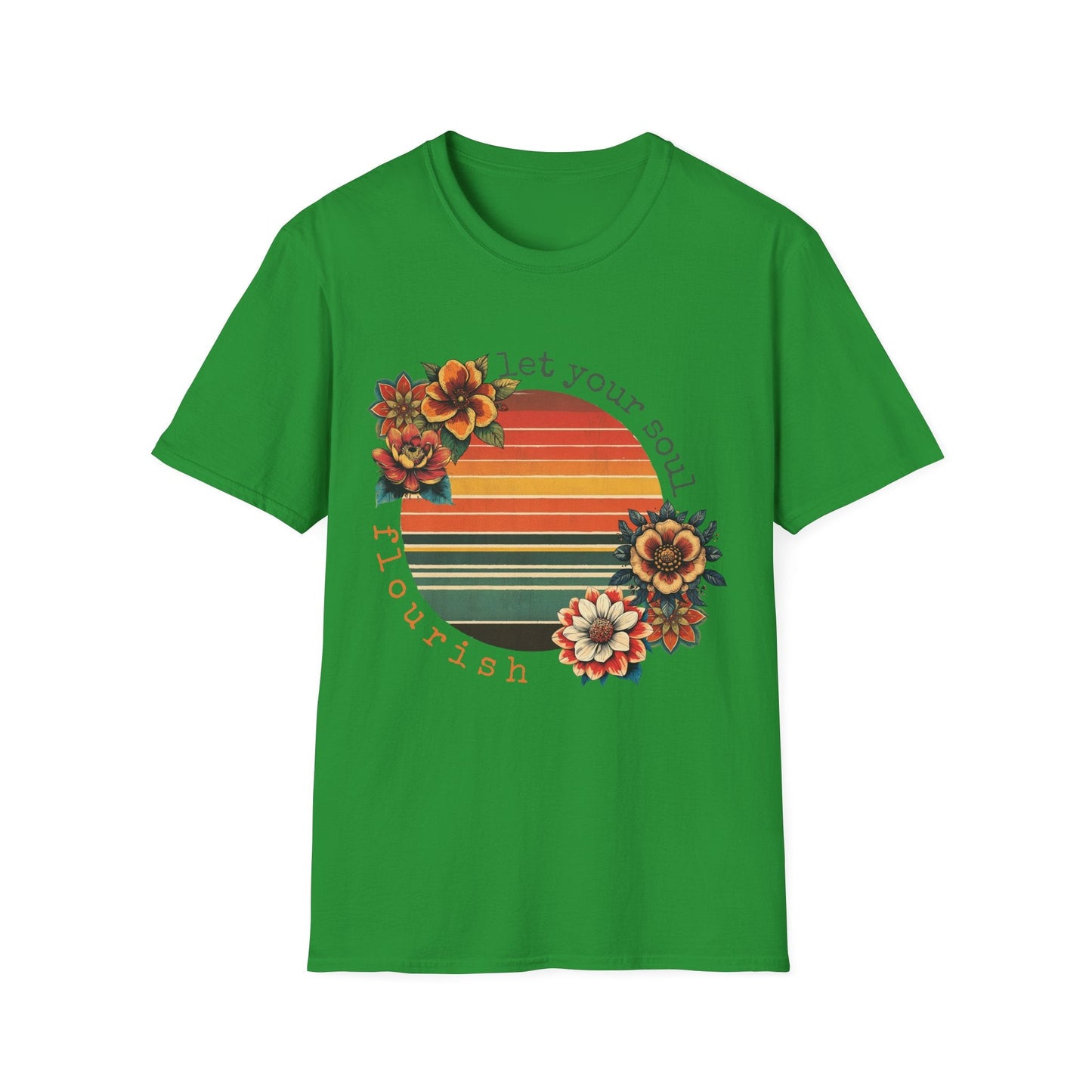 "Let Your Soul Flourish" Retro Flowers  – T-shirt