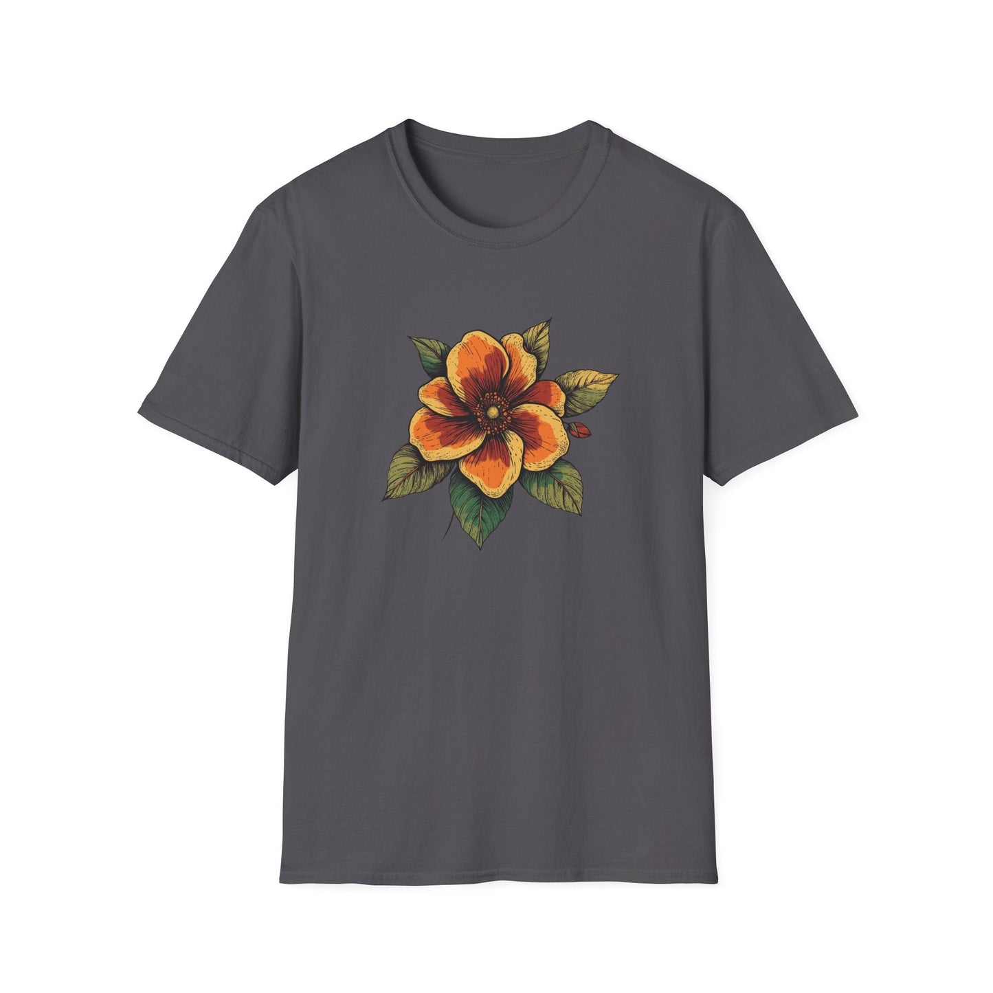 Orange Retro Flower  – T-shirt
