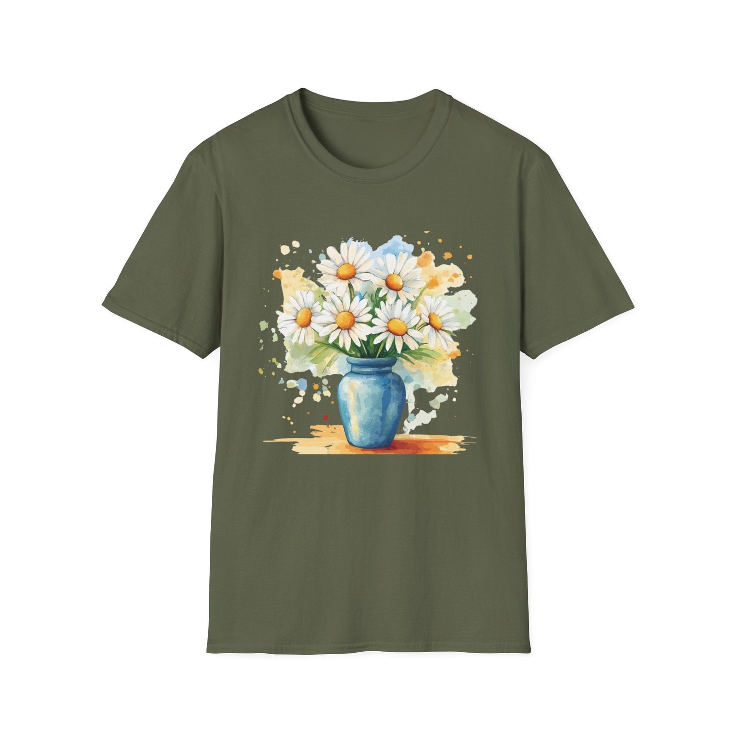 Watercolor Vase of Daisies  – T-shirt