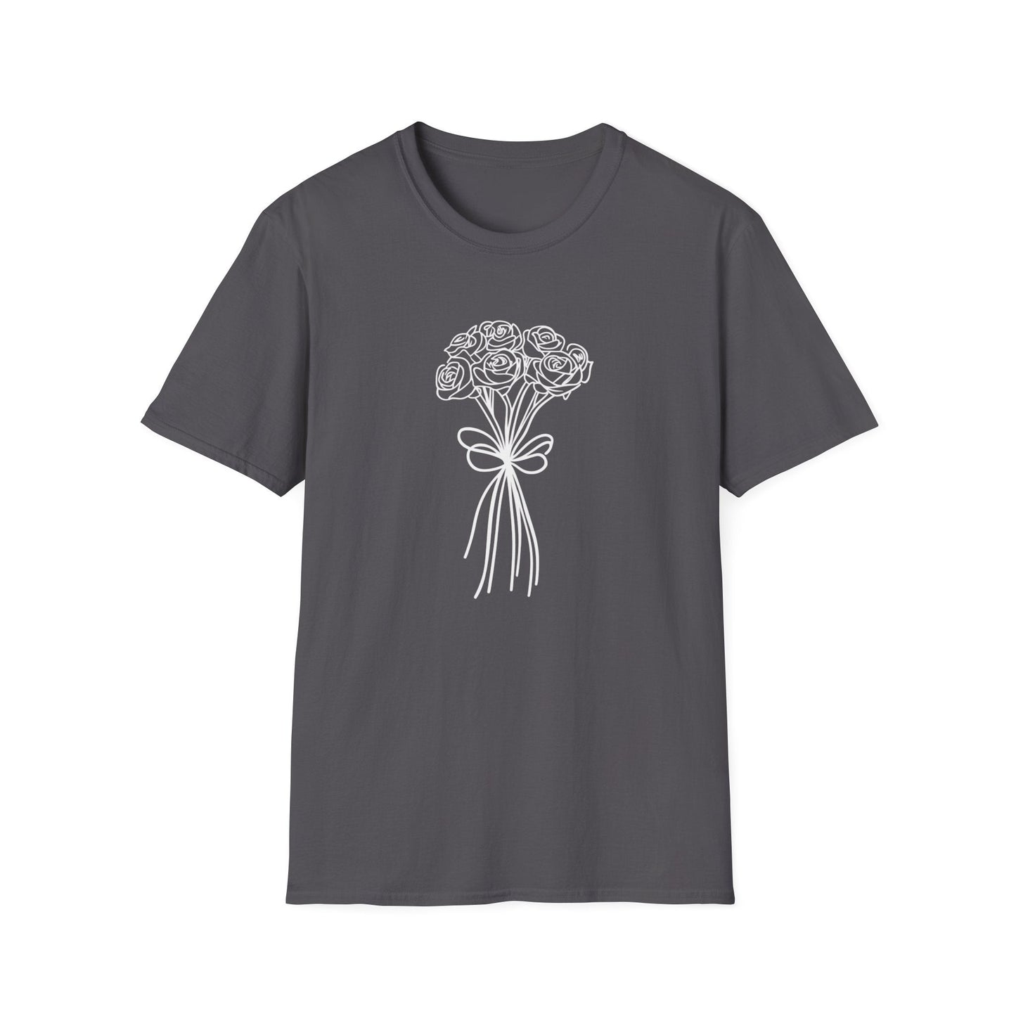 Sketch Rose Bouquet  – White – T-shirt